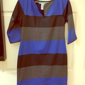 Blue , Gray , & Black Striped Dress